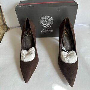 Chocolate Brown Suede Pumps by Vince Camuto
